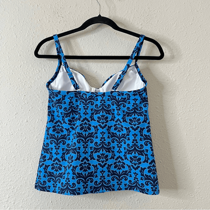 Lands End Tankini Swimsuit Top Size 6 Blue Printed