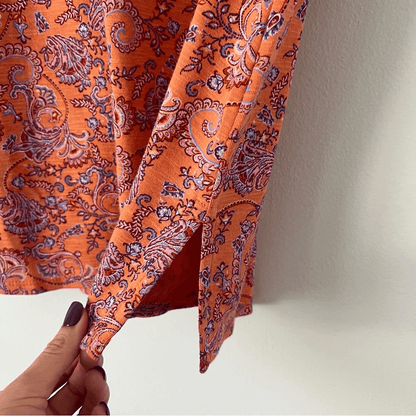 J. Jill Paisley Pima Slub Scoop Neck Tee Top Size XS