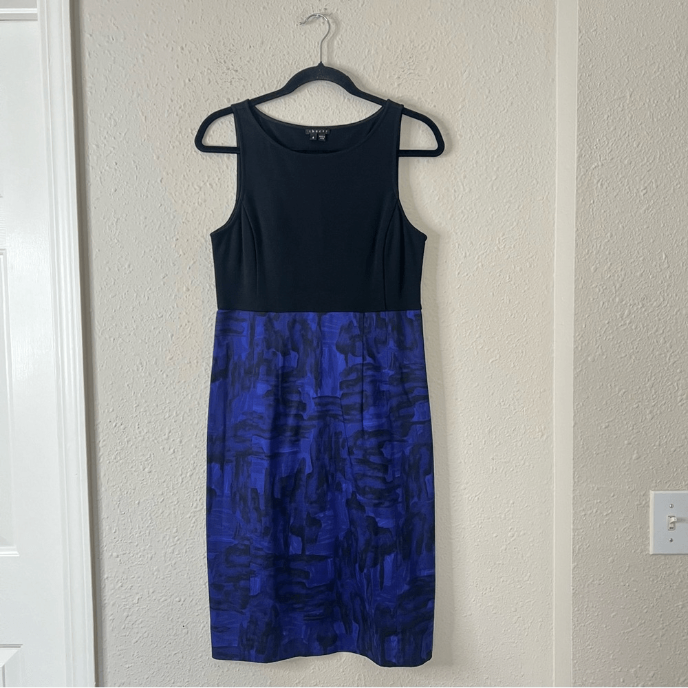 Theory Sleeveless Sheath Dress Size 8 Yeneth Brushstroke