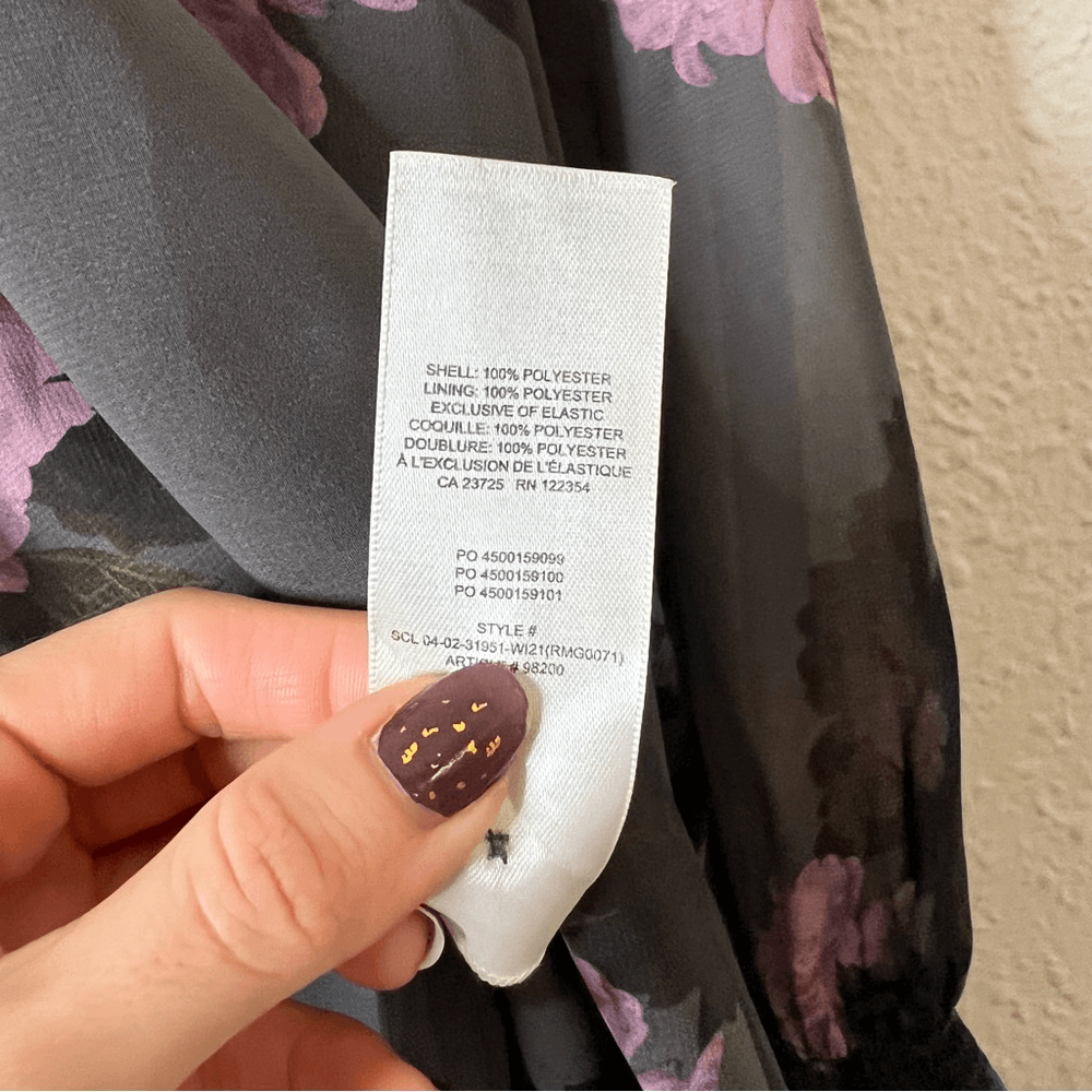 Aritzia Wilfred Valencia Long Sleeve Floral Chiffon Blouse Size Small