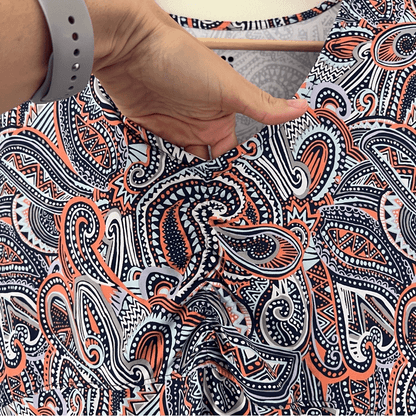 Title Nine Daring Floral Paisley Dress Purple Orange Size Large Knee Length