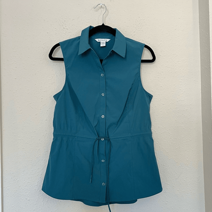 Athleta Levitate Poplin Tank Top Borealis Green Teal Size Medium