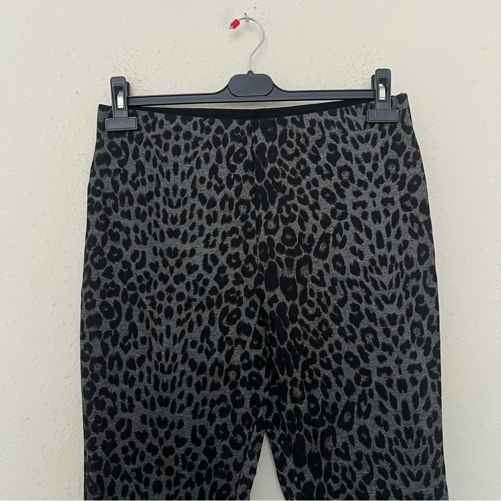 Boston Proper Leopard Animal Print Ponte Pull on Pants Size Medium Gray Black