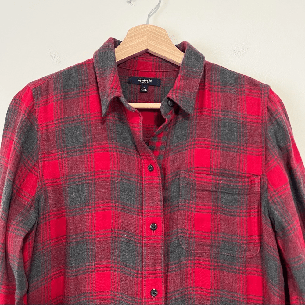 Madewell Ex-Boyfriend Plaid Flannel Button Down Shirt Long Sleeve Sz Small