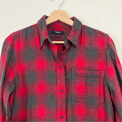 Madewell Ex-Boyfriend Plaid Flannel Button Down Shirt Long Sleeve Sz Small