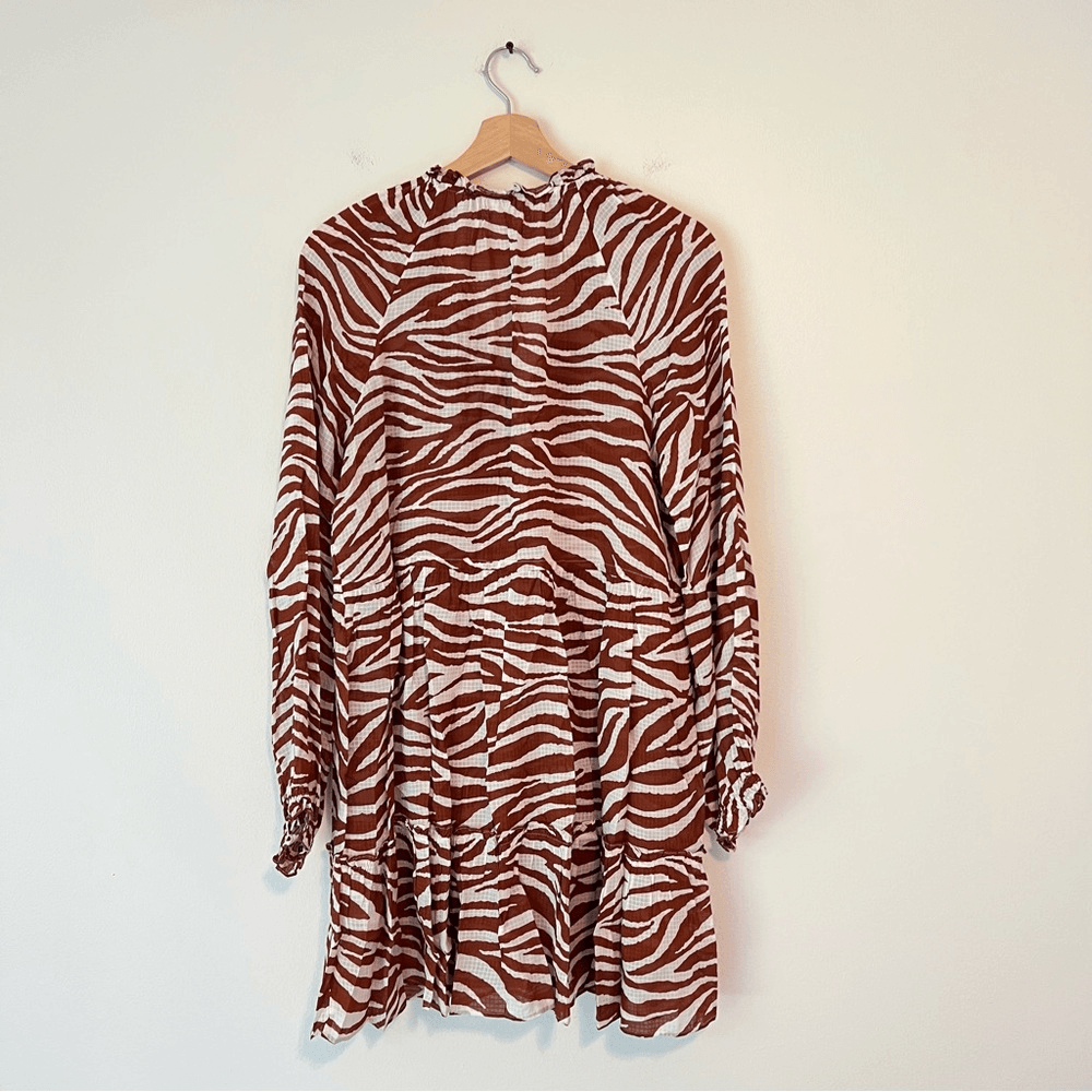 Veronica Beard Danica Cover Up Dress Size Large Animal Print Long Sleeve