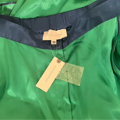 Anthropologie Corey Lynn Calter Sam Wide Leg Satin Pants NEW Size XS Green