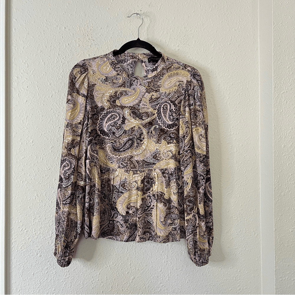 Sanctuary Paisley Babydoll Long Sleeve Blouse Top Size XS Peasant Boho