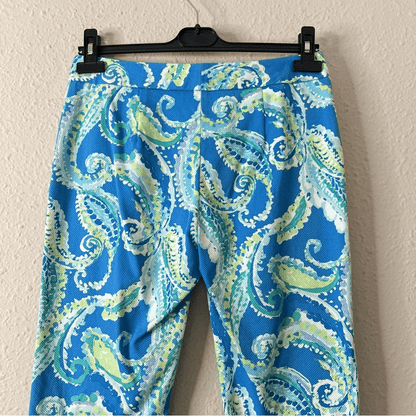 J. McLaughlin Portman Slim Fit Watercolor Paisley Pique Cotton Crop Pant Size 2