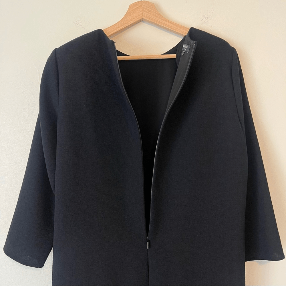 Lafayette 148 New York Giovanetta Embellished Black Dress Wool Size M