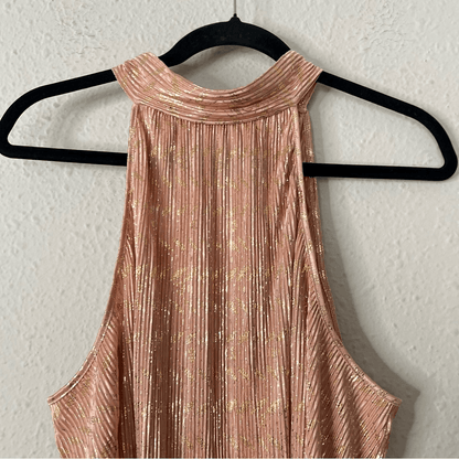 Anthropologie Vickie Pink Metallic Halter Top NEW Size XL