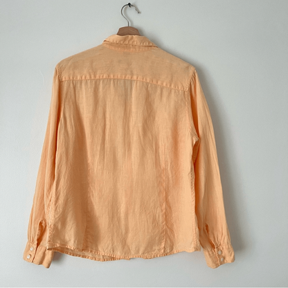 Talbots Irish Linen Button Down Long Sleeve Shirt in Peach Orange Size Medium