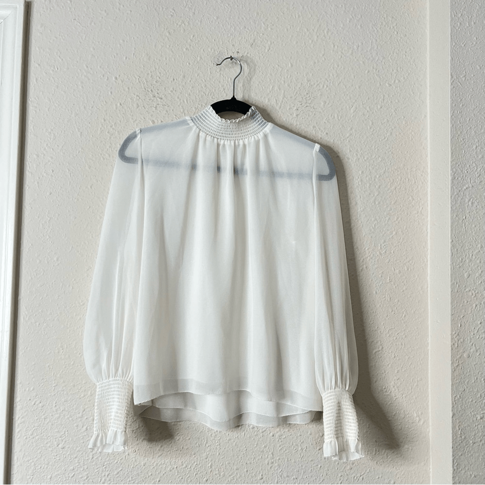 Aritzia Wilfred Valencia Blouse in White Size S Long Sleeve Chiffon