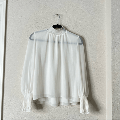Aritzia Wilfred Valencia Blouse in White Size S Long Sleeve Chiffon
