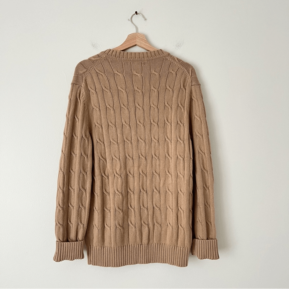 Express Cable Knit V-Neck Sweater in Tan NEW Size Large