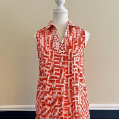 J. McLaughlin Joanna Catalina Cloth Shift Mini Dress Orange Coral Size Small