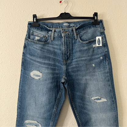Old Navy Men's Medium Wash Slim Built-In Flex Rip-and-Repair Jeans NEW 33x32