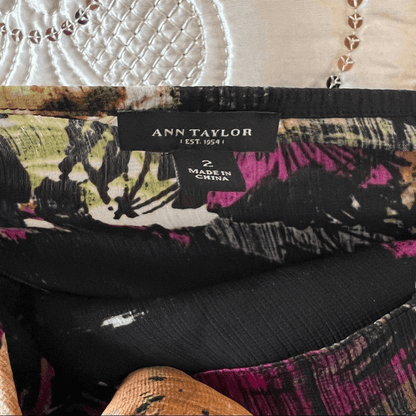 Ann Taylor Black Multi Color Halter Top Size 2