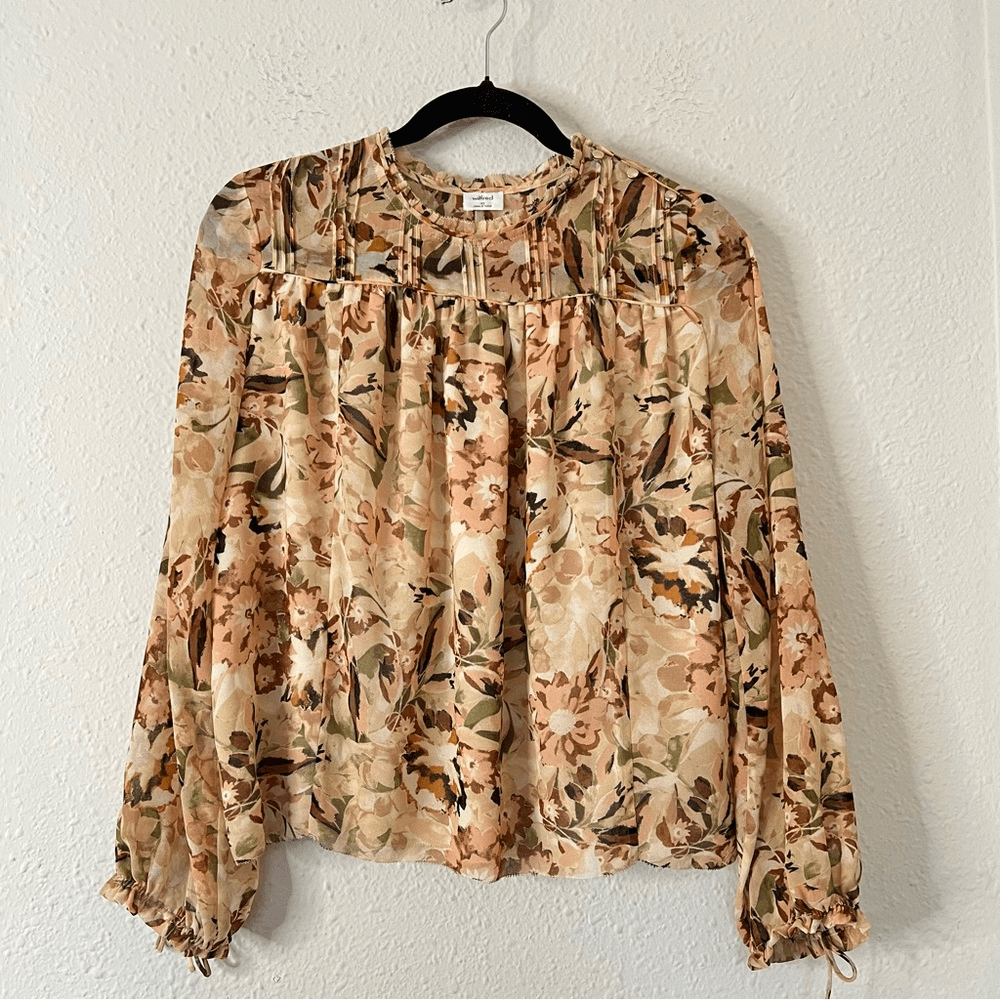 Aritzia Wilfred Lourdes Floral Long Sleeve Blouse Size XS