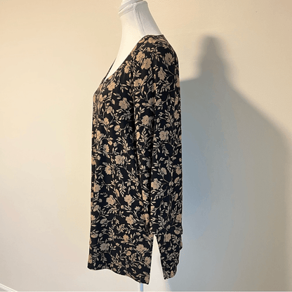 J. Jill Wearever Collection Floral Top Size LP 3/4 Sleeve