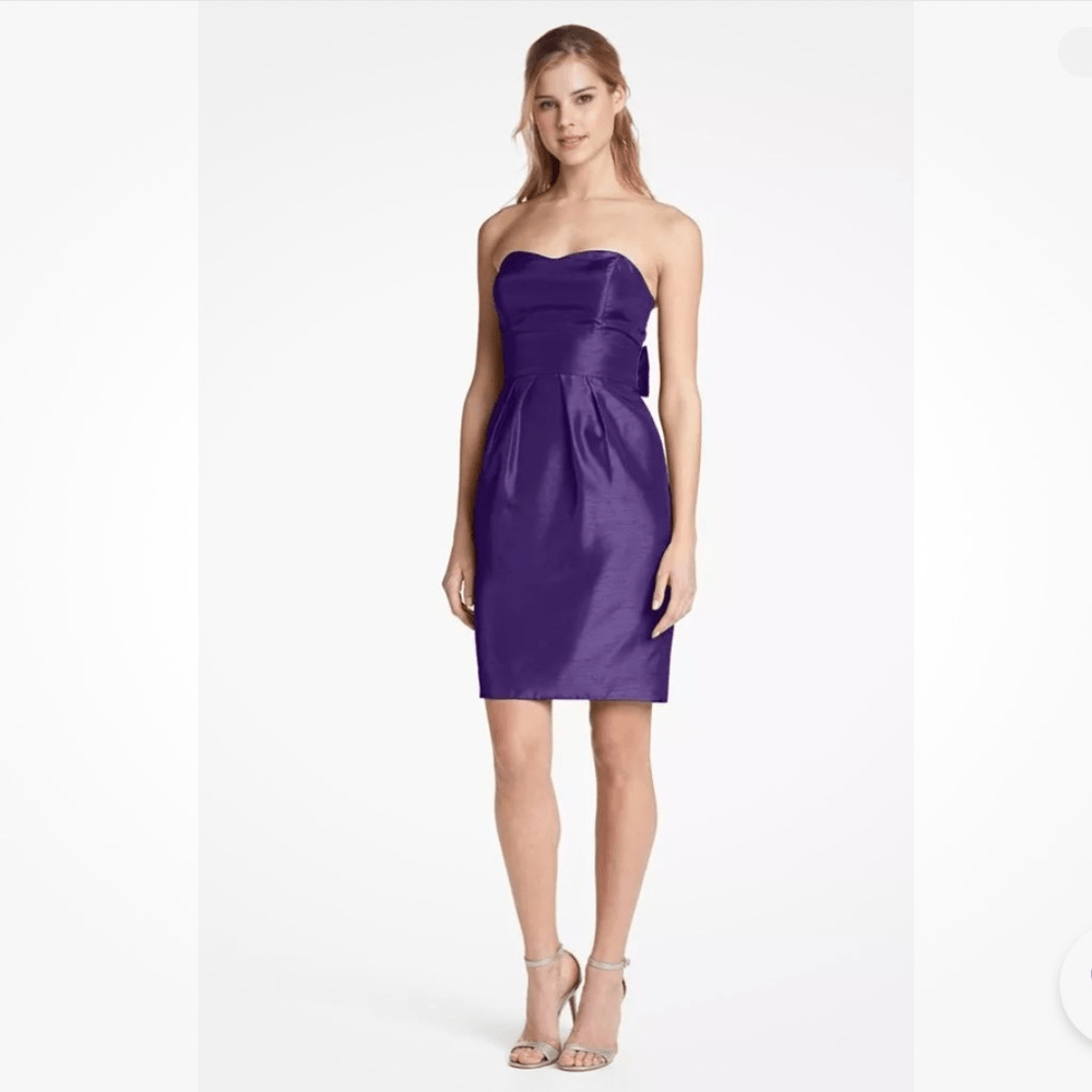 Jenny Yoo Parker Shantung Strapless Mini Cocktail Dress Size 10