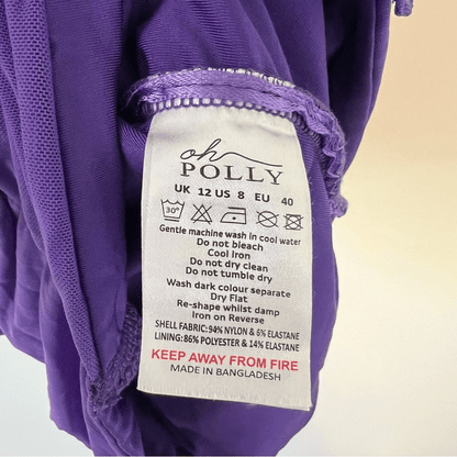 Oh Polly Philia Ruffle Ruched Mini Dress in Violet Purple Size 8 Bodycon