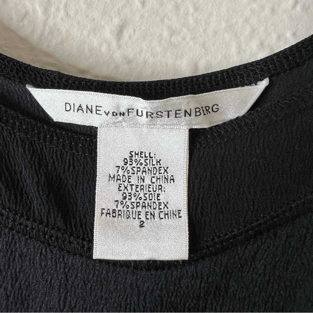 DVF Diane Von Furstenberg Sleeveless Silk Mini Slip Dress in Black Size 2