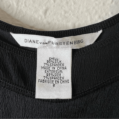 DVF Diane Von Furstenberg Sleeveless Silk Mini Slip Dress in Black Size 2