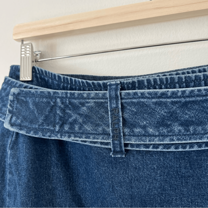 Ralph Lauren Denim Wrap Mini Skirt Size 10 Vintage Y2K 100% Cotton