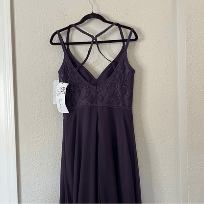 Hayley Paige 5864 Lace Bodice Chiffon A-Line Bridesmaid Maxi Dress Formal Gown