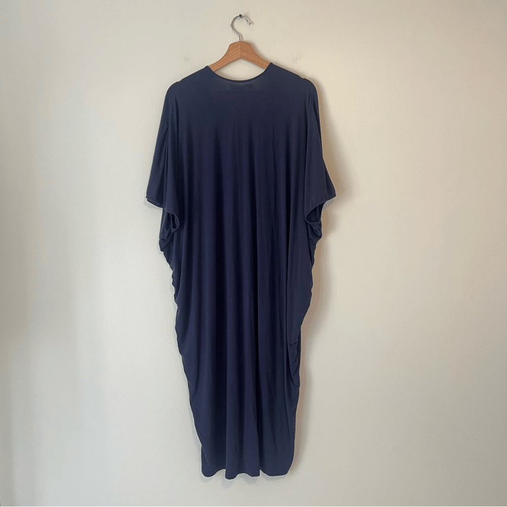 Barefoot Dreams Luxe Milk Jersey Caftan Navy Blue OS