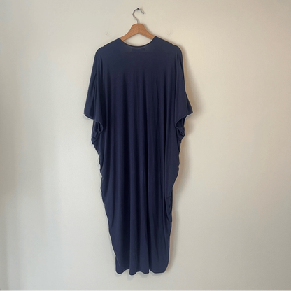 Barefoot Dreams Luxe Milk Jersey Caftan Navy Blue OS