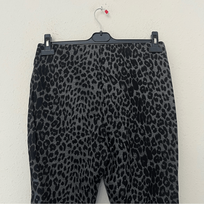 Boston Proper Leopard Animal Print Ponte Pull on Pants Size Medium Gray Black