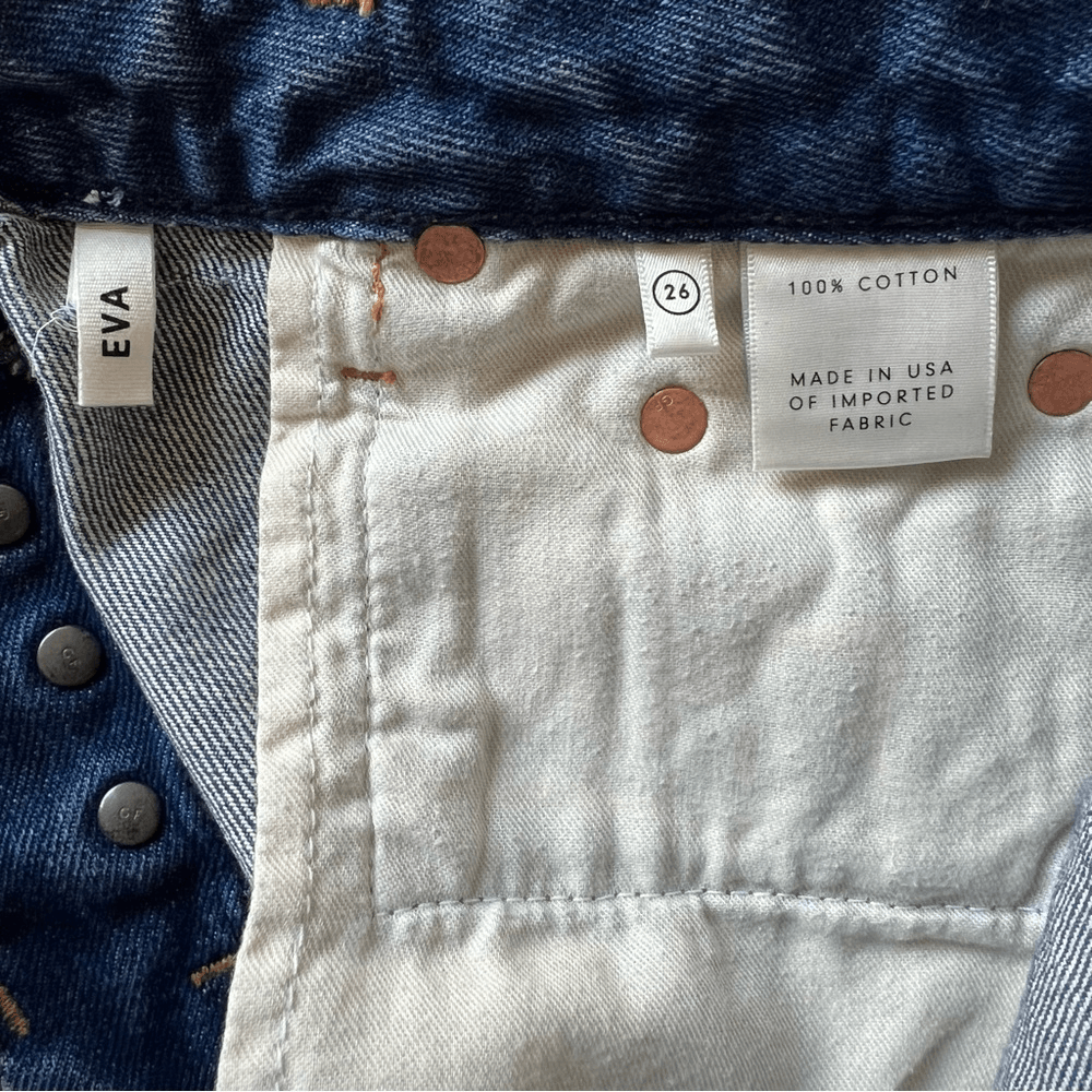 GRLFRND Eva Denim Mini Skirt Size 26 Medium Wash