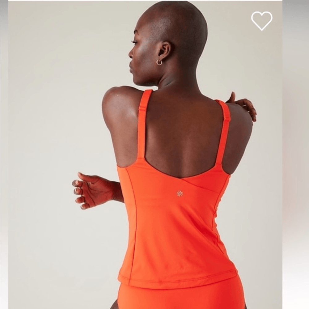 Athleta Crossed Tankini Power of She NEW Size Small in Orange