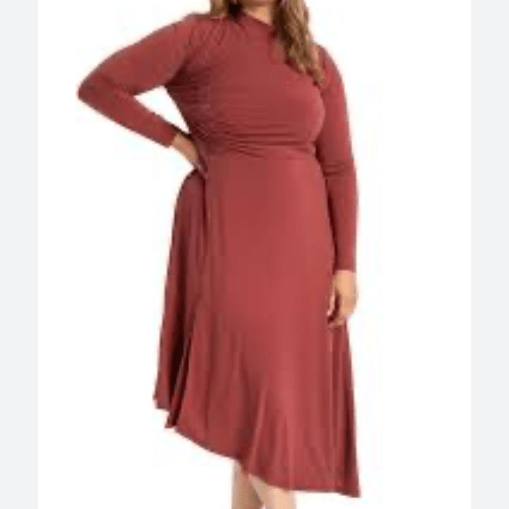 Eloquii Asymmetrical Long Sleeve Midi Dress NEW Plus Size 18