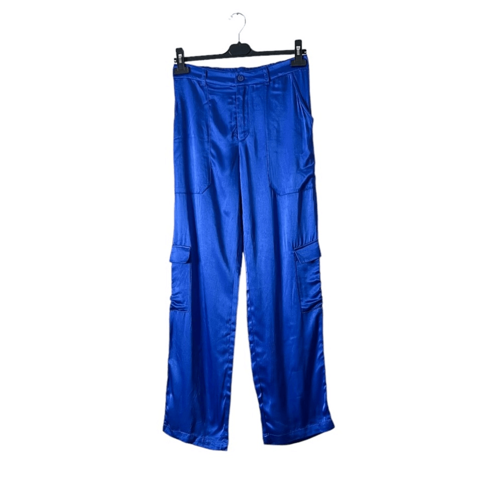 YFB Young Fabulous & Broke Satin Cargo Pants NEW Size Small in Royal Blue