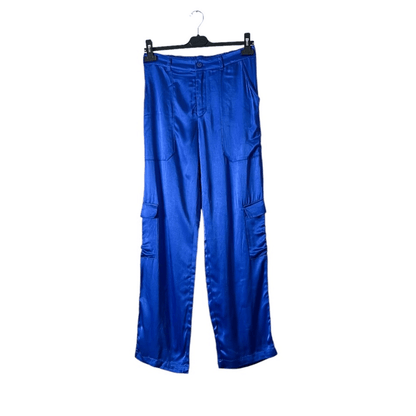 YFB Young Fabulous & Broke Satin Cargo Pants NEW Size Small in Royal Blue