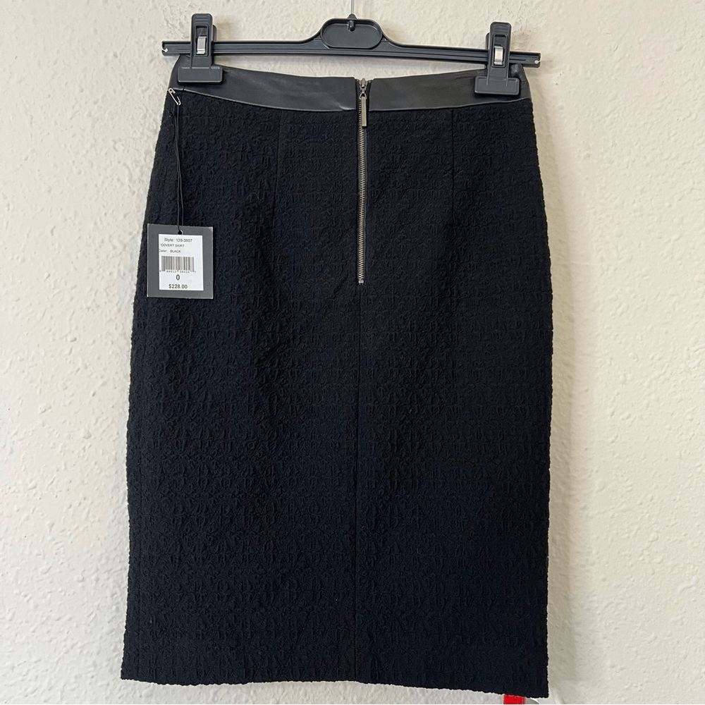 Nanette Lepore Textured Black Pencil Mini Skirt NEW Size 0