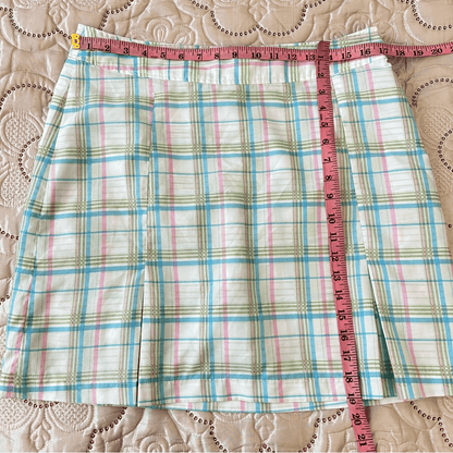 Athleta Pastel Plaid Pleated Golf Skirt Size 12