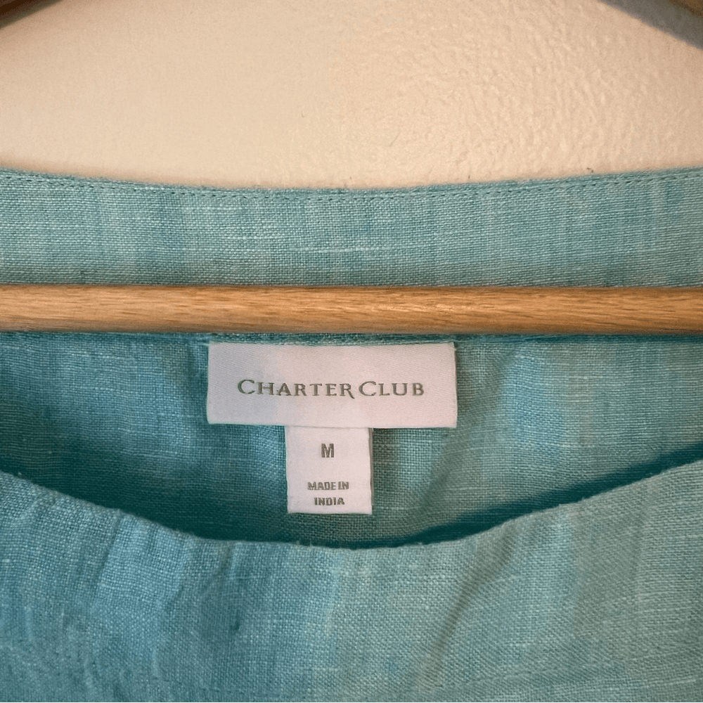 Charter Club Linen Bell Sleeve Blouse Top Size Medium