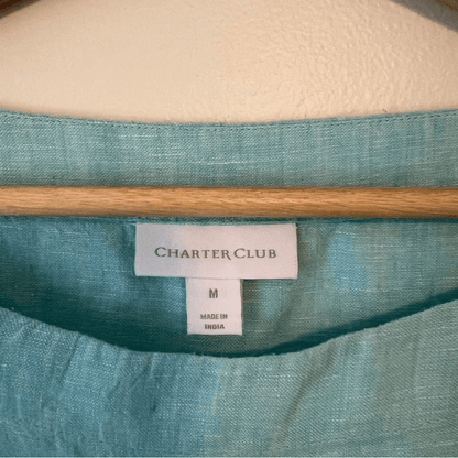 Charter Club Linen Bell Sleeve Blouse Top Size Medium
