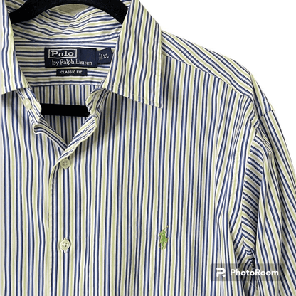 Polo Ralph Lauren GREEN/BLUE/WHITE STRIPED Classic Fit  Button Down Shirts
