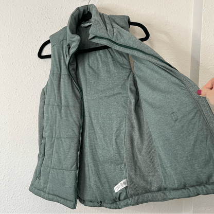 Athleta Jasper Green Zipper Closure Puffer Vest Women’s Size Small