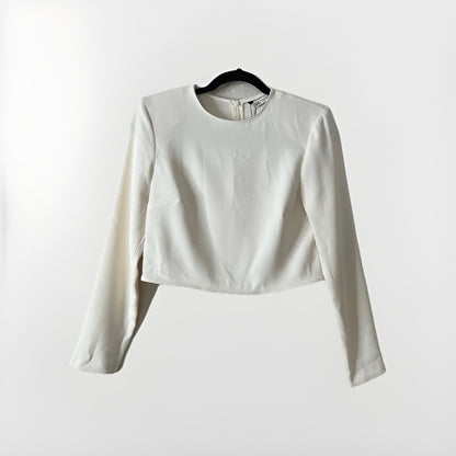 ZARA Long Sleeve Cropped Blouse Top NEW Size XS in Ivory