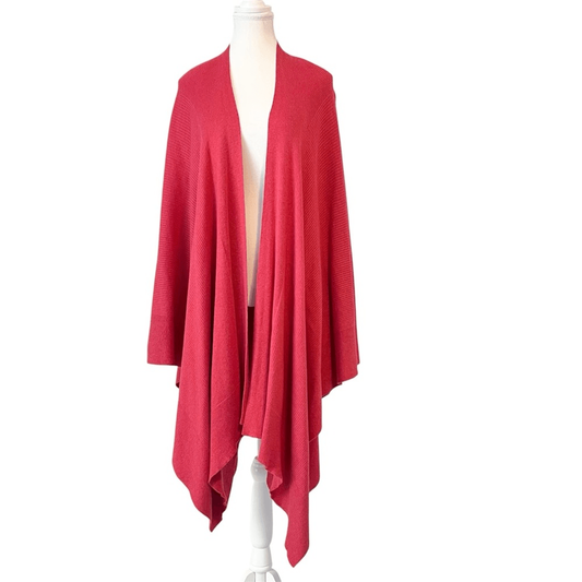J. Jill  Ribbed Wrap Shawl Sweater Poncho One Size Pink Cotton Blend