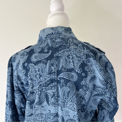 Chico’s Paisley Chambray Utility Jacket Size Small