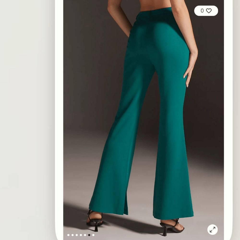 Anthropologie Flat White Flare Pants in Green NEW Size Medium