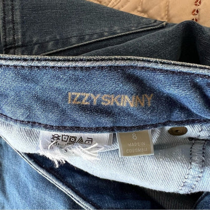 Michael Kors Medium Wash Izzy Skinny Jeans Raw Hem Size 8