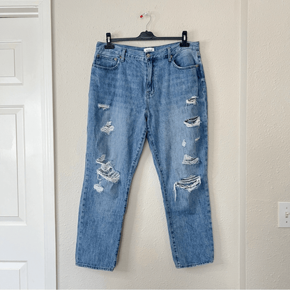 Pistola Presley Light Wash High Rise Distressed Jeans Relaxed Roller Size 33